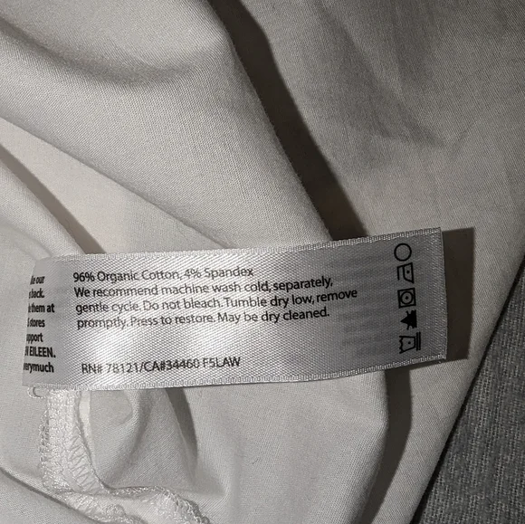 Eileen Fisher Mandarin Long Lawn Shirt Petite Small sp off White Cream Stretch - Picture 6 of 8